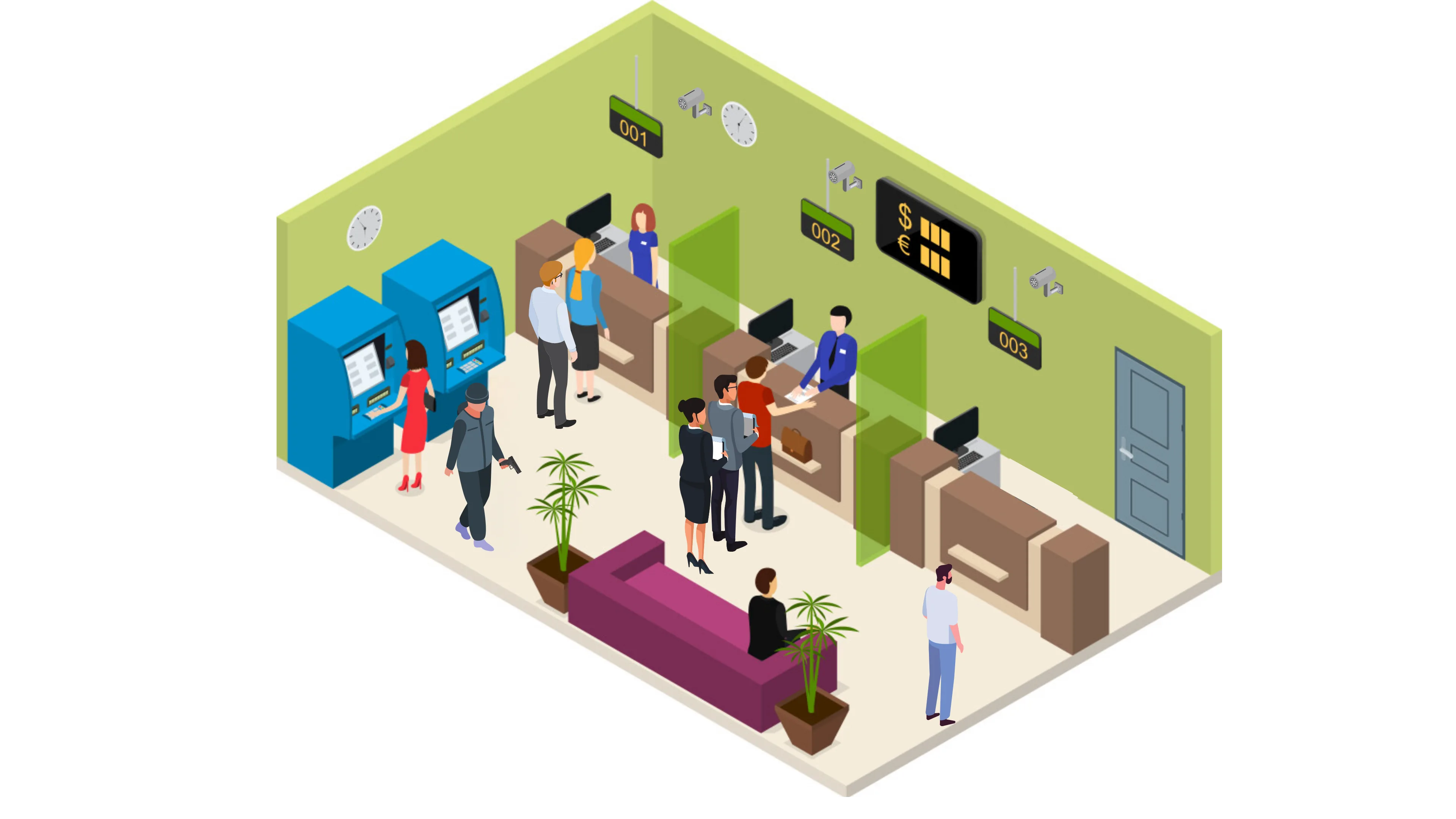 Isometric branch scene showing Tapway detections