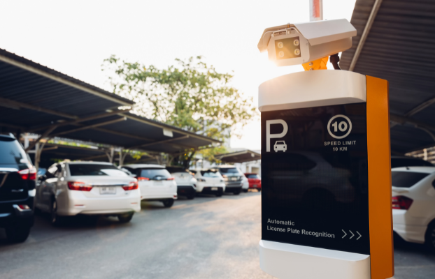 ANPR camera at car park to detect blacklisted number plates